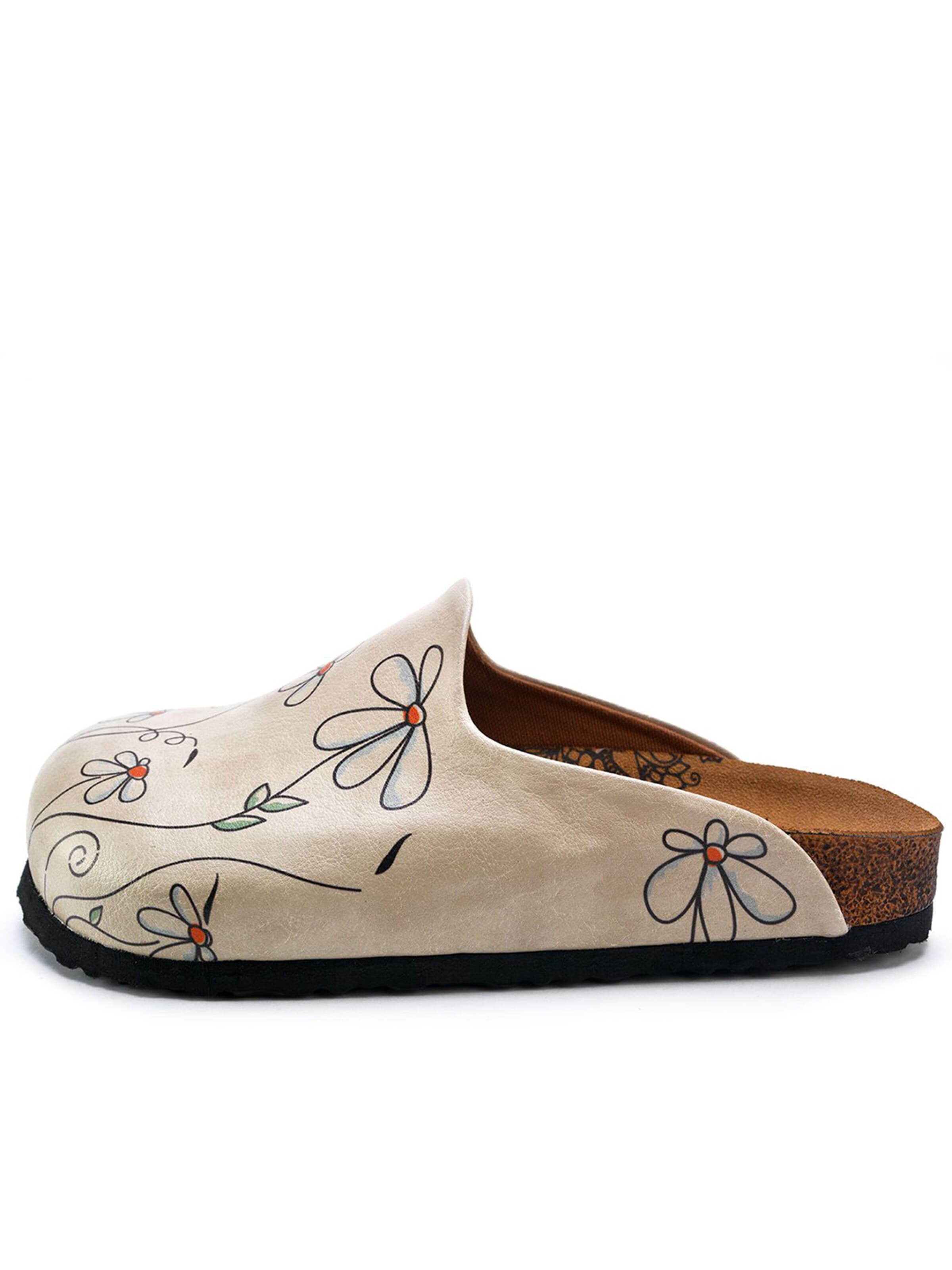 Goby Chodaki 'Women shoes Goby-Calceo mules with daisies CAL1410' w kolorze biały: przód