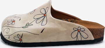 GobyKlompe 'Women shoes Goby-Calceo mules with daisies CAL1410' - bijela boja: prednji dio