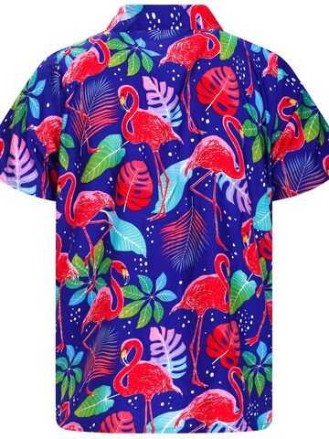King Kameha Shirt 'Funky Flamingos' in Blau