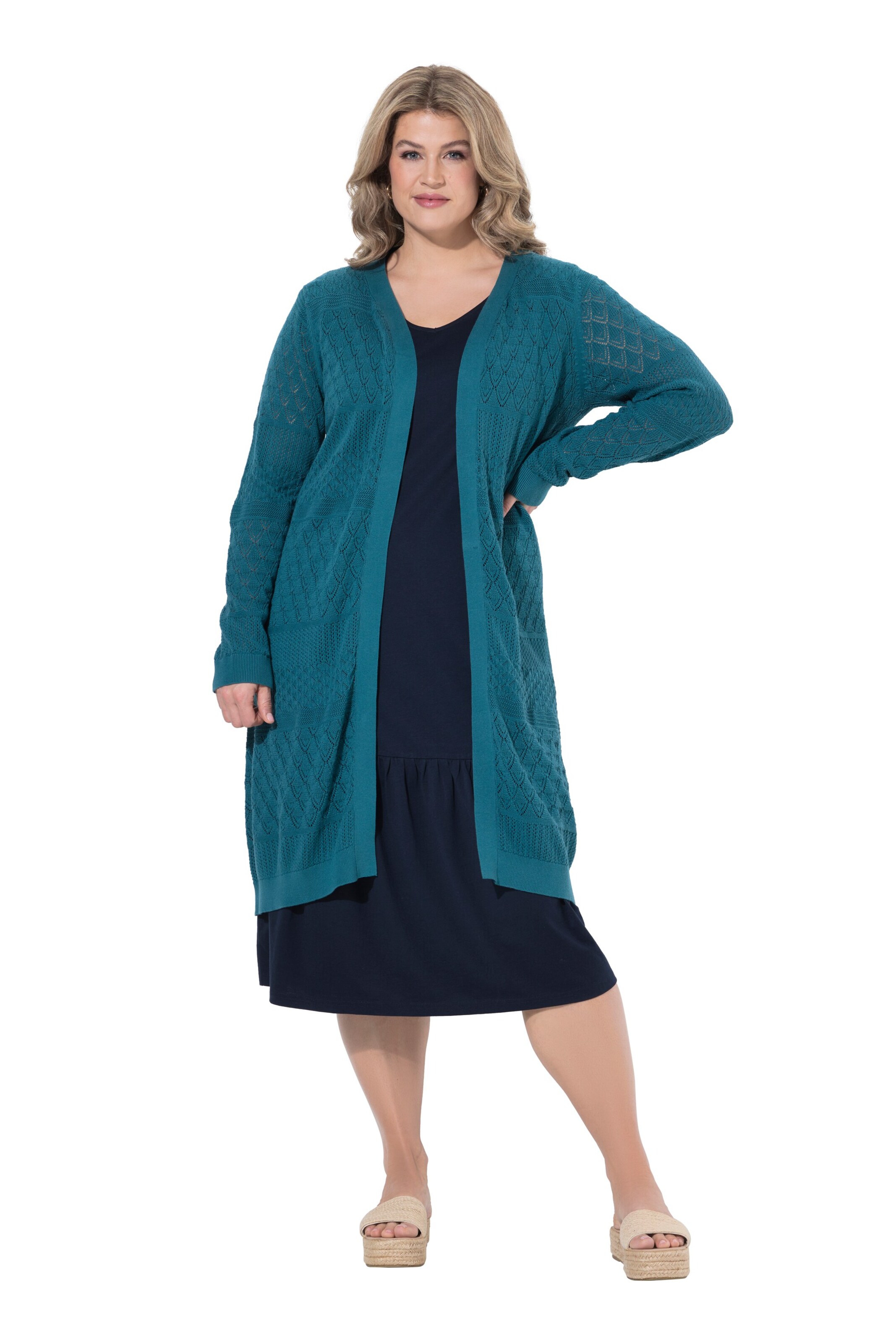 Ulla Popken Knit cardigan in Blue: front