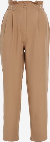 Influencer Tapered Trousers in Beige: front