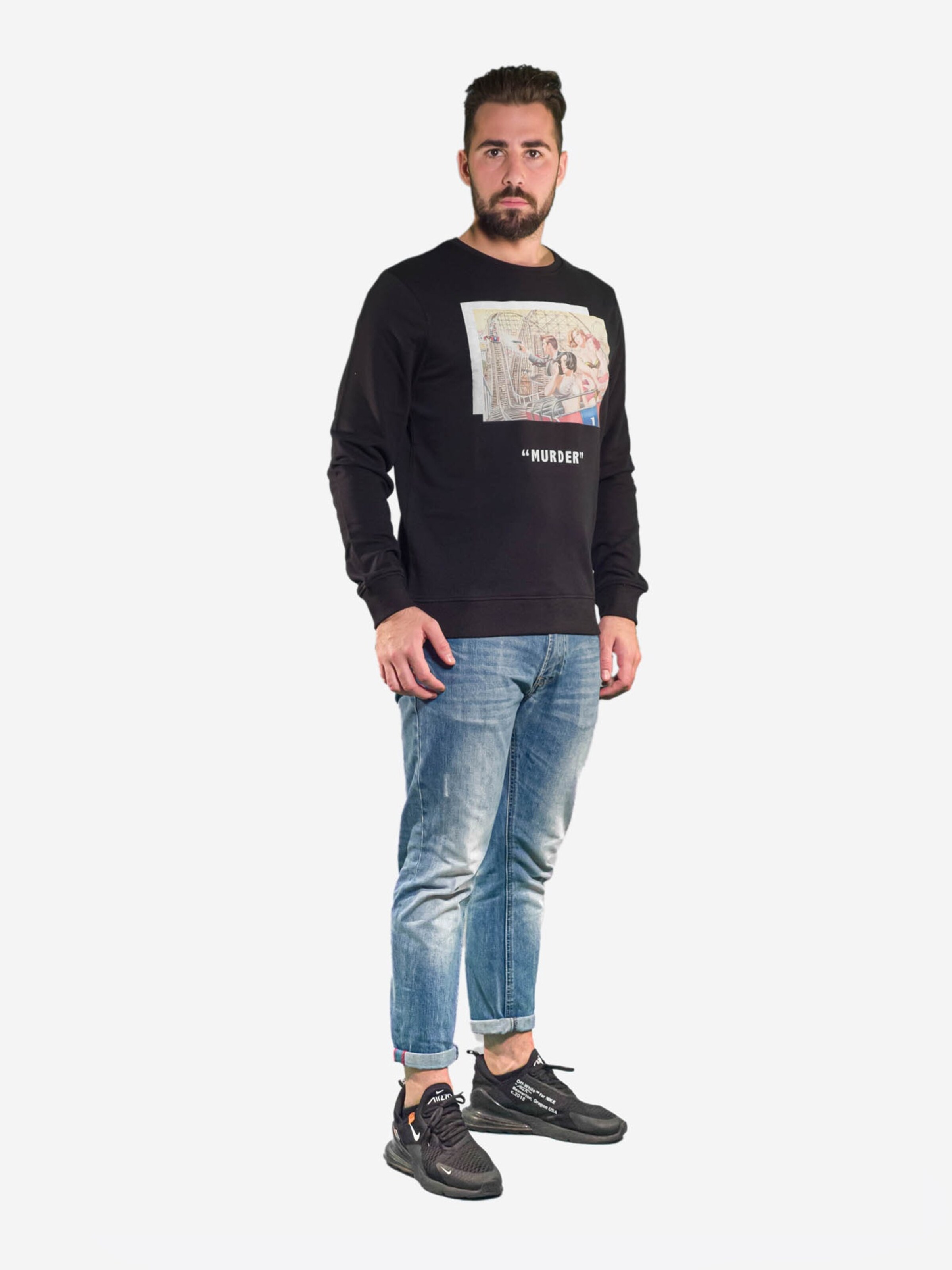 Männer Sweat Openspace Sweatshirt in Schwarz - YF90705 Männer Sweat Openspace Sweatshirt in Schwarz - YF90705