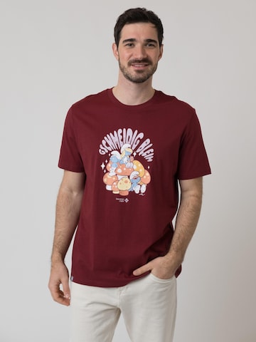 Bavarian Caps Shirt 'Schlümpfe: Gschmeidig Bleim' in Red: front