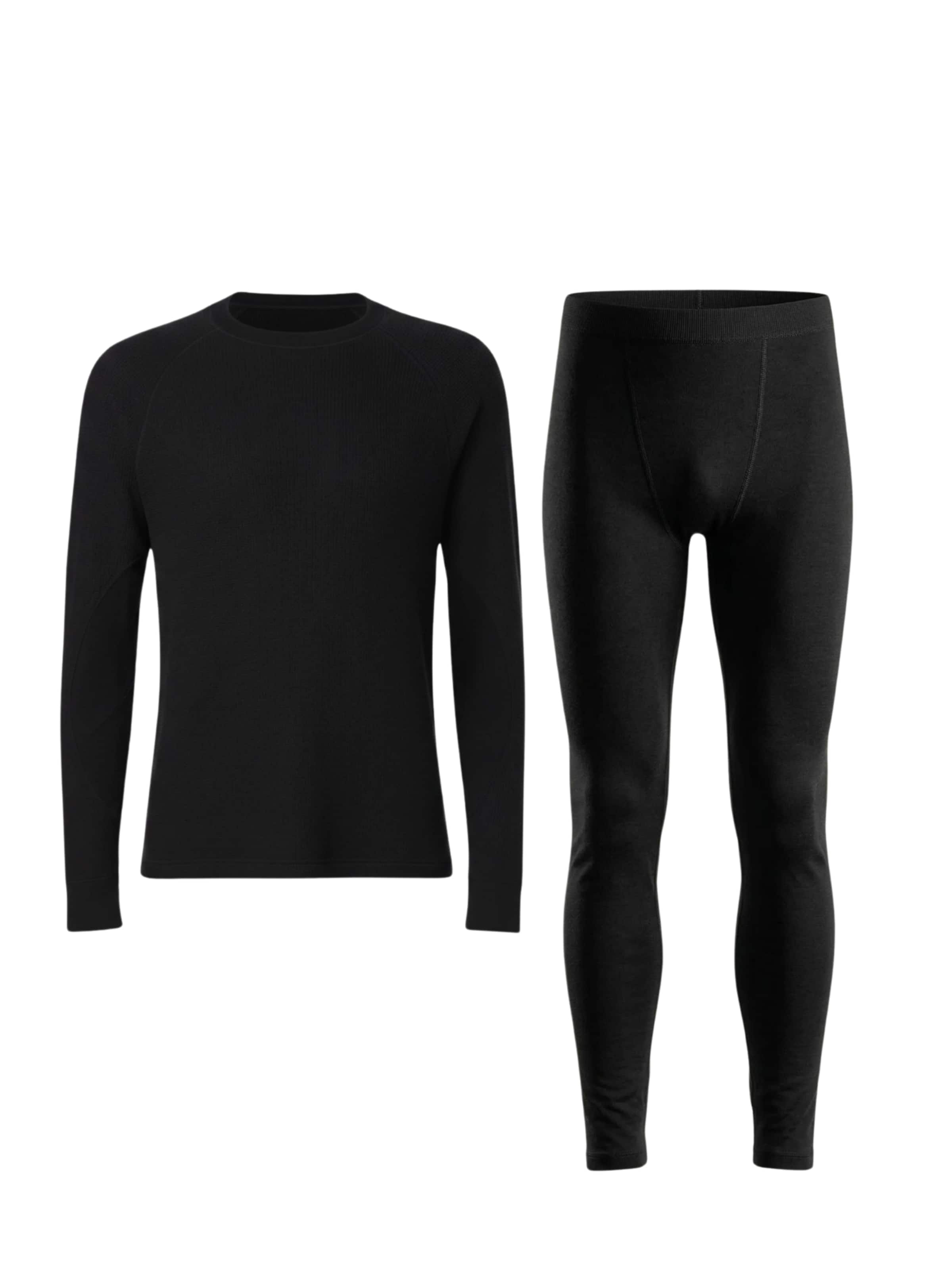Tuta da jogging 'Men's Merino Wool Base Layer Set | Longsleeve + Long Johns' di ZUBEK in nero: frontale