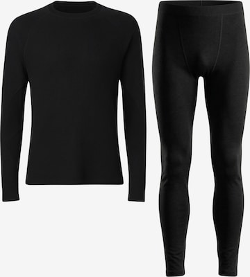 Survêtement 'Men's Merino Wool Base Layer Set | Longsleeve + Long Johns' ZUBEK en noir : devant
