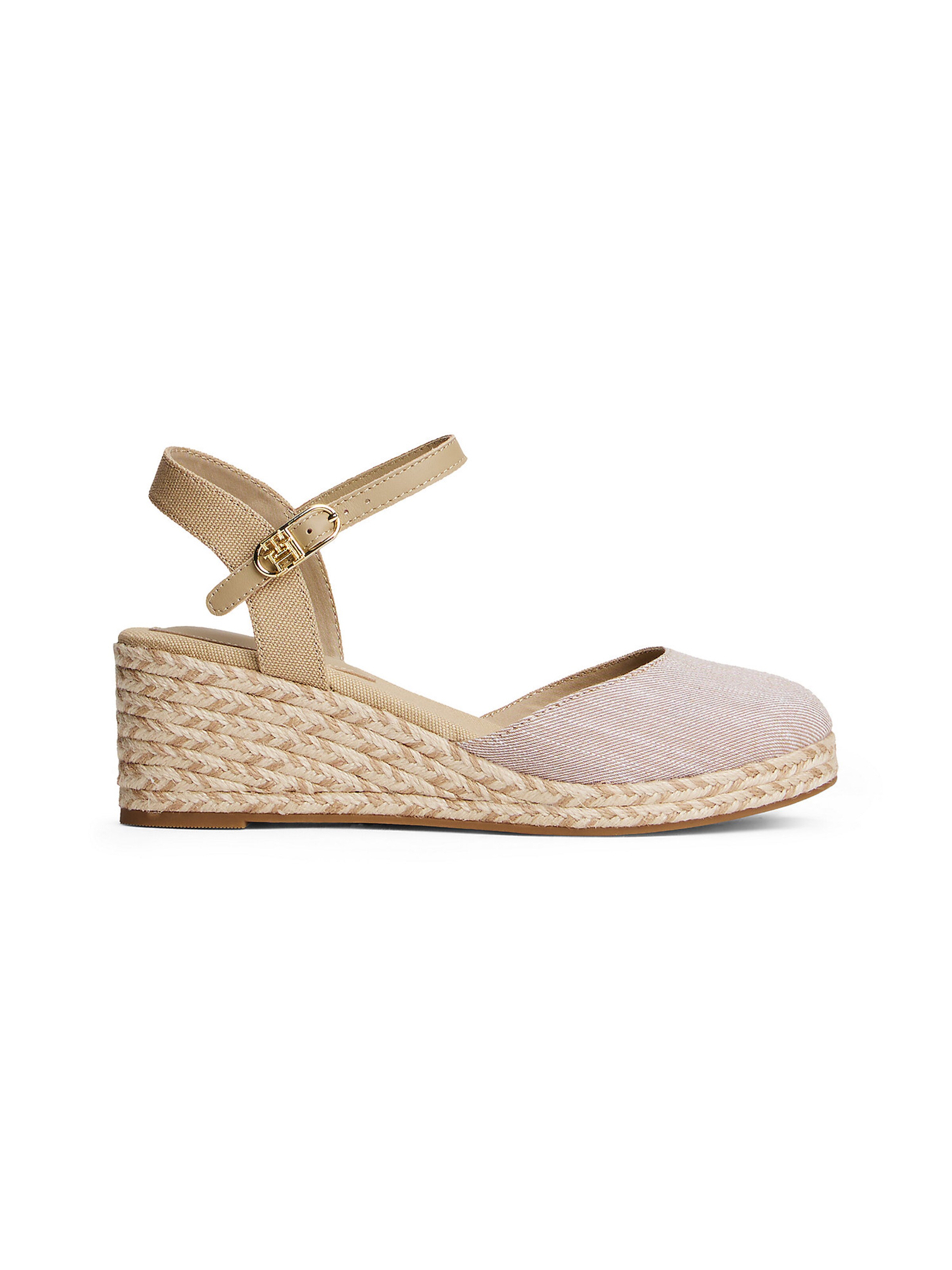 TOMMY HILFIGER Chambray Wedge Espadrilles in Beige