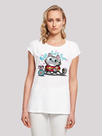 F4NT4STIC Shirt 'Bazinga Kitty' in White: front