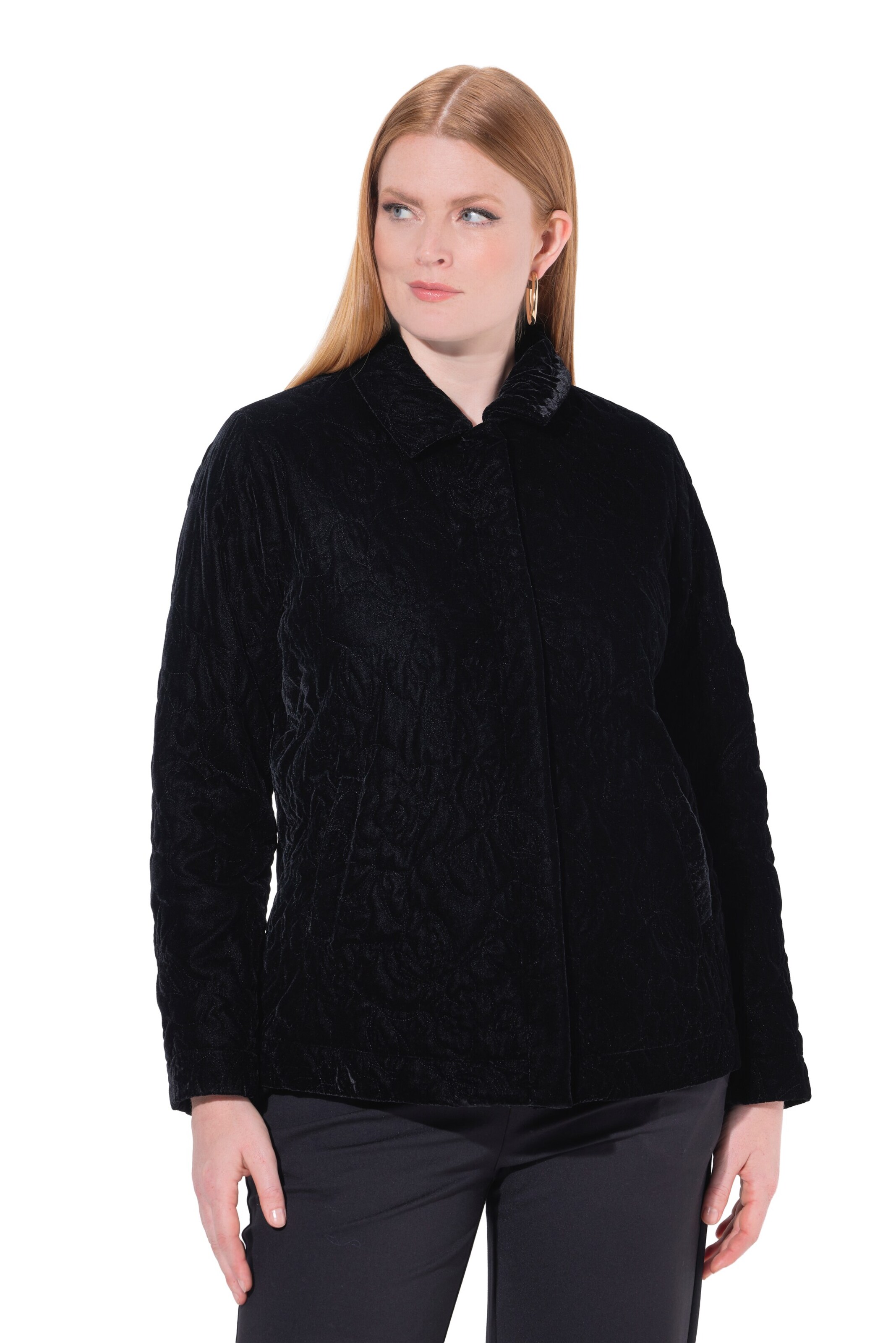 Ulla Popken Between-Season Jacket in Black: front