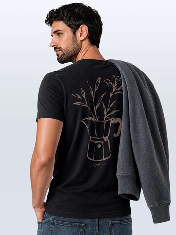 Neverless Shirt 'Mokka Flowers' in Black