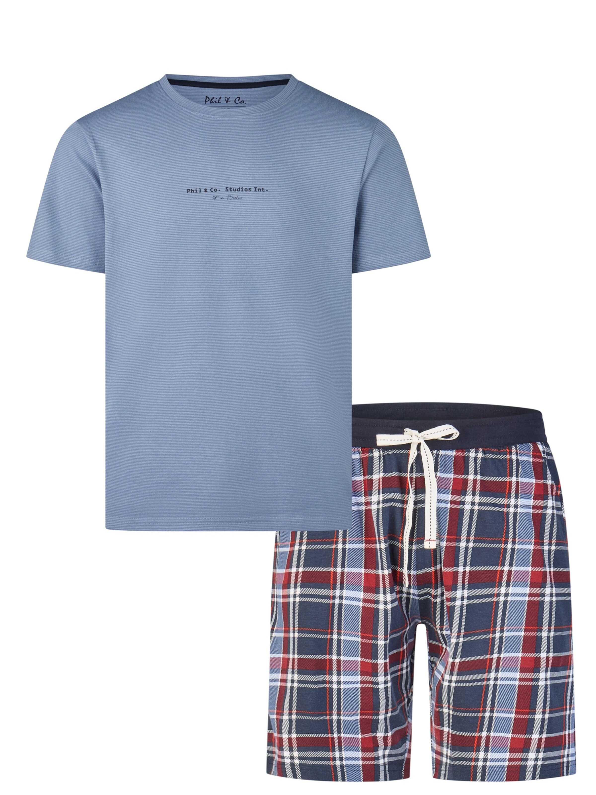 Phil & Co. Berlin Pajama short 'Phil & Co Heren Shortama Korte Pyjama Set' in Blue: front