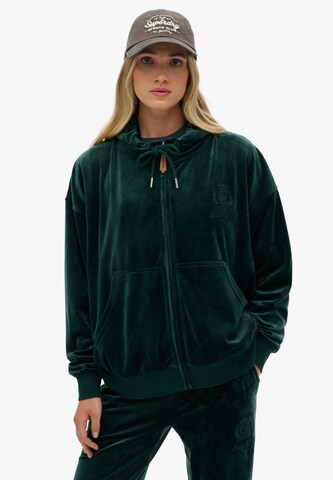 Superdry Zip-Up Hoodie 'Country Club' in Green: front