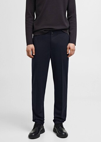 MANGO MAN Slim fit Pleated Pants 'Zurich' in Blue: front