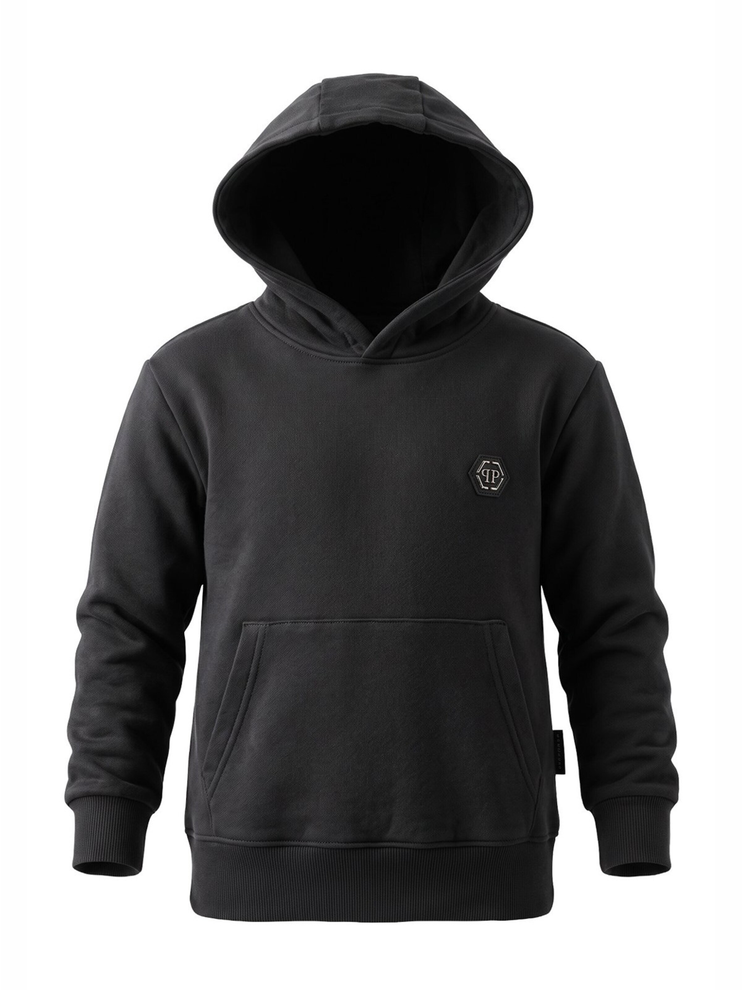 Philipp PleinSweater majica 'Felpa cappuccio bianca per bambino' - crna boja: prednji dio