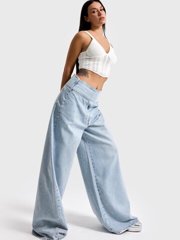 IT'S BASIC Regular Jeans 'STRAIGHT MID RISE JEANS' in Roze