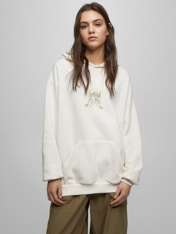 Pull&Bear Sweatshirt i vit: framsida