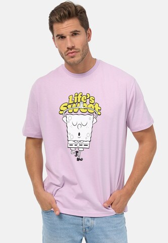 Recovered T-Shirt 'SpongeBob Lifes Sweet Relaxed' in Lila: Vorderseite