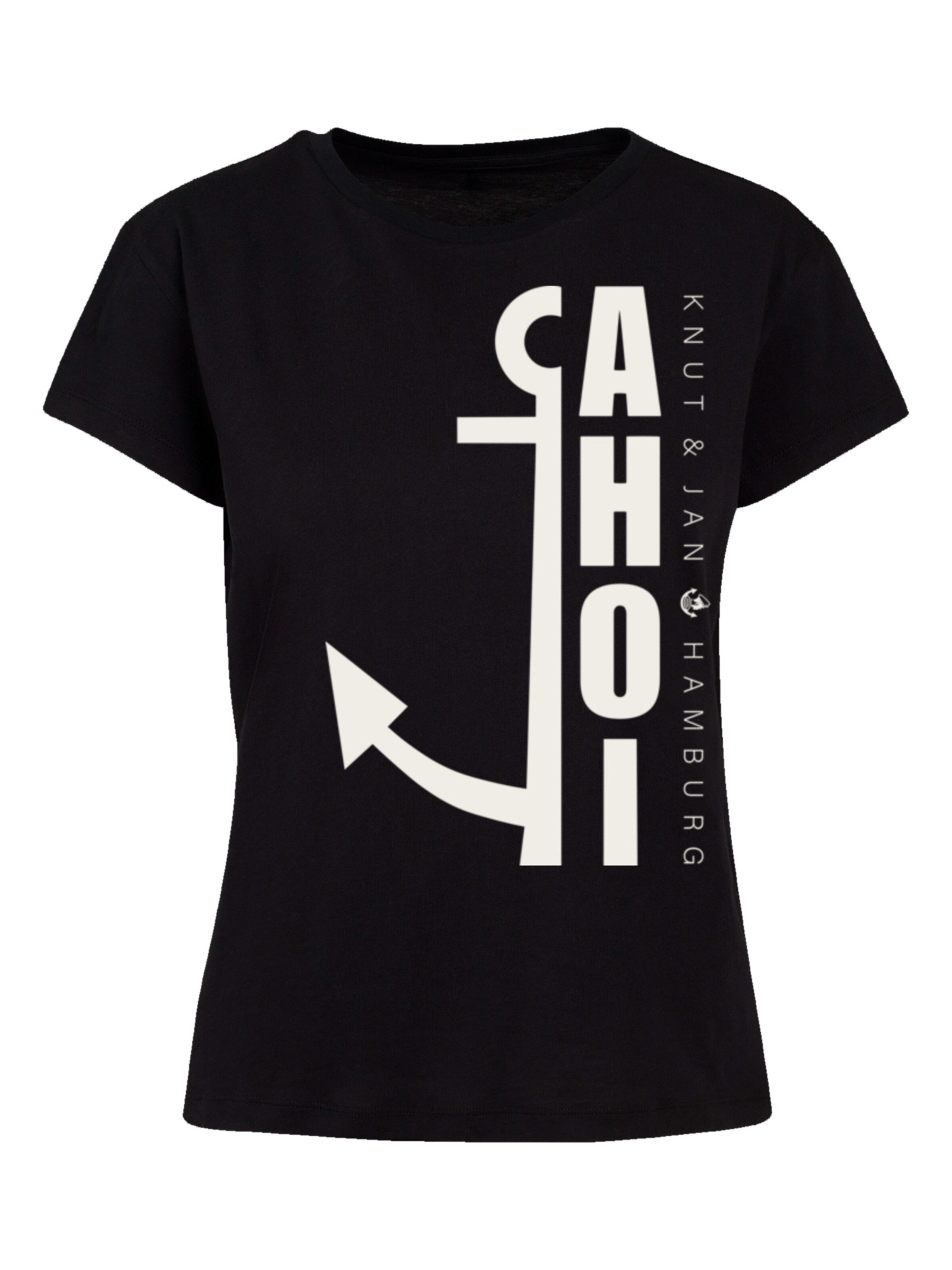 F4NT4STIC T-Shirt 'Ahoi Anker Knut & Jan Hamburg' in Schwarz: Vorderseite