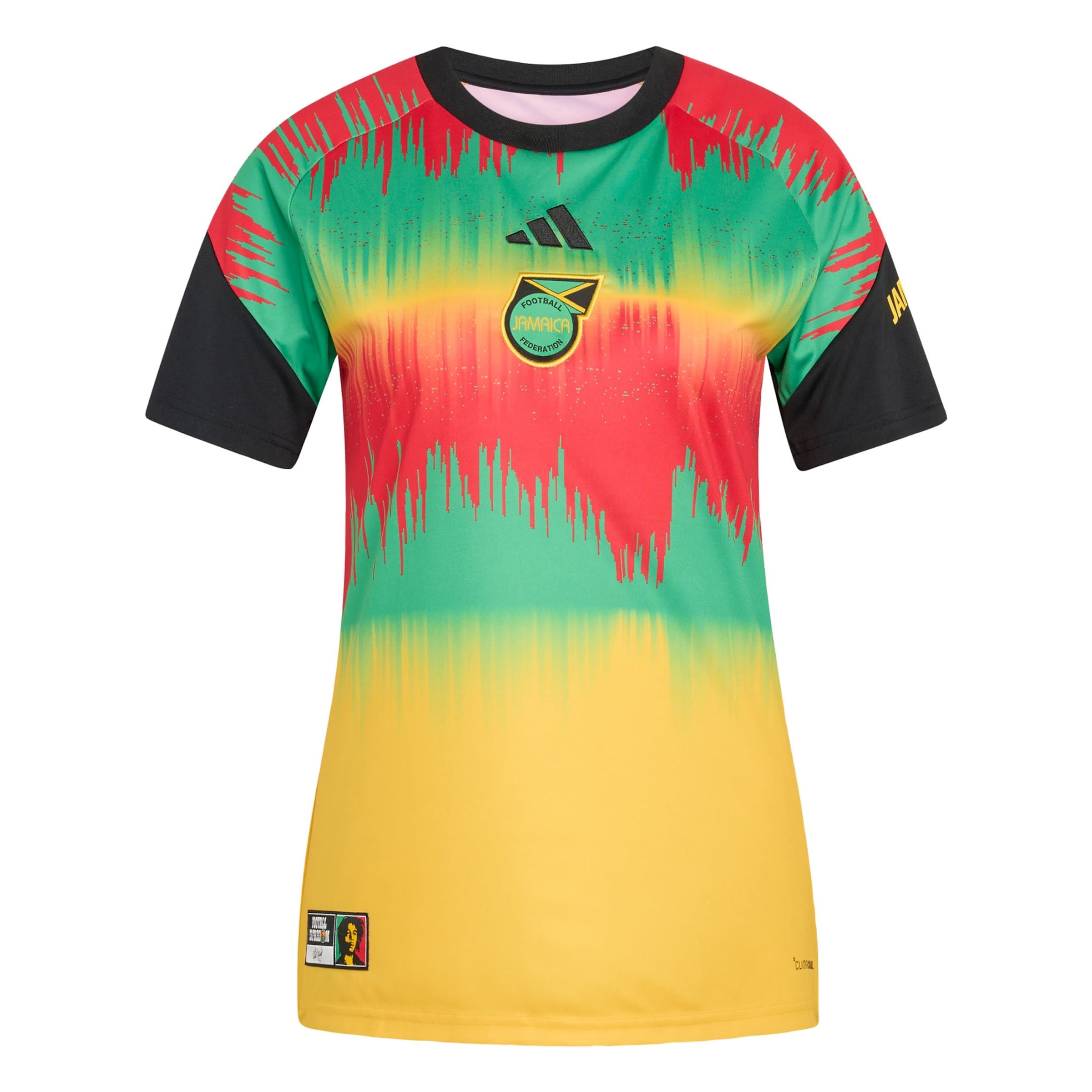 ADIDAS PERFORMANCE Trikot 'Jamaika 26 x Bob Marley Pre-Match' in S in gelb / hellgrün / knallrot, Produktansicht