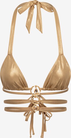 Hauts de bikini 'Crete Pendant Hoop Double Waist Strap Triangle' Moda Minx en or : devant