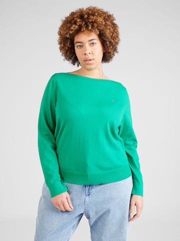 Pull-over Tommy Hilfiger Curve en vert : devant