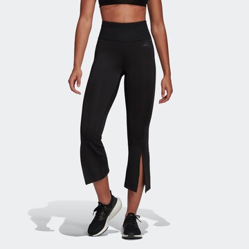 ADIDAS SPORTSWEAR Flared Workout Pants in Black: front