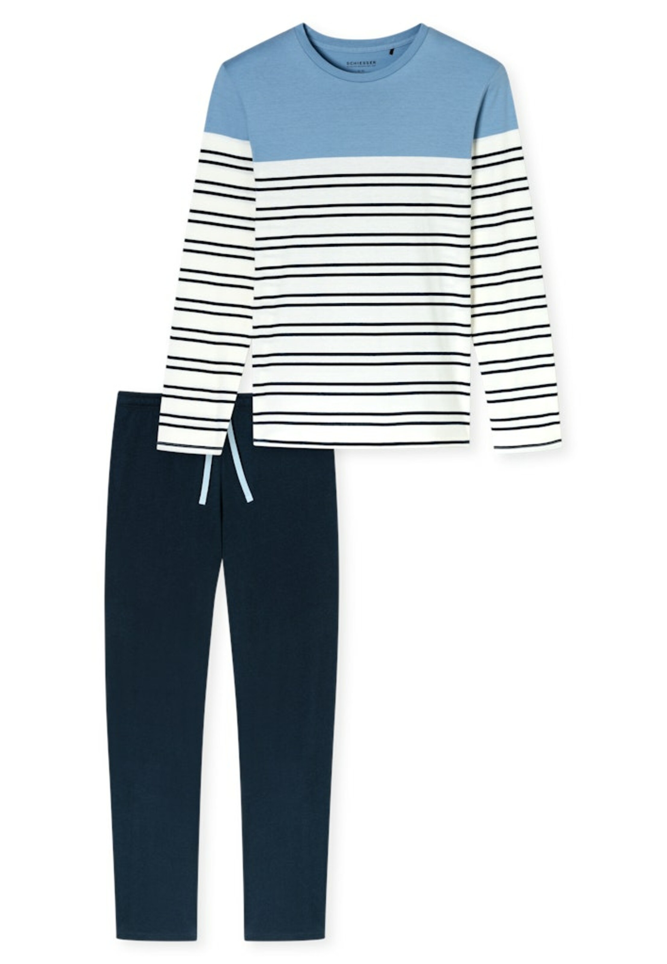 SCHIESSER Pajamas long in Blue: front