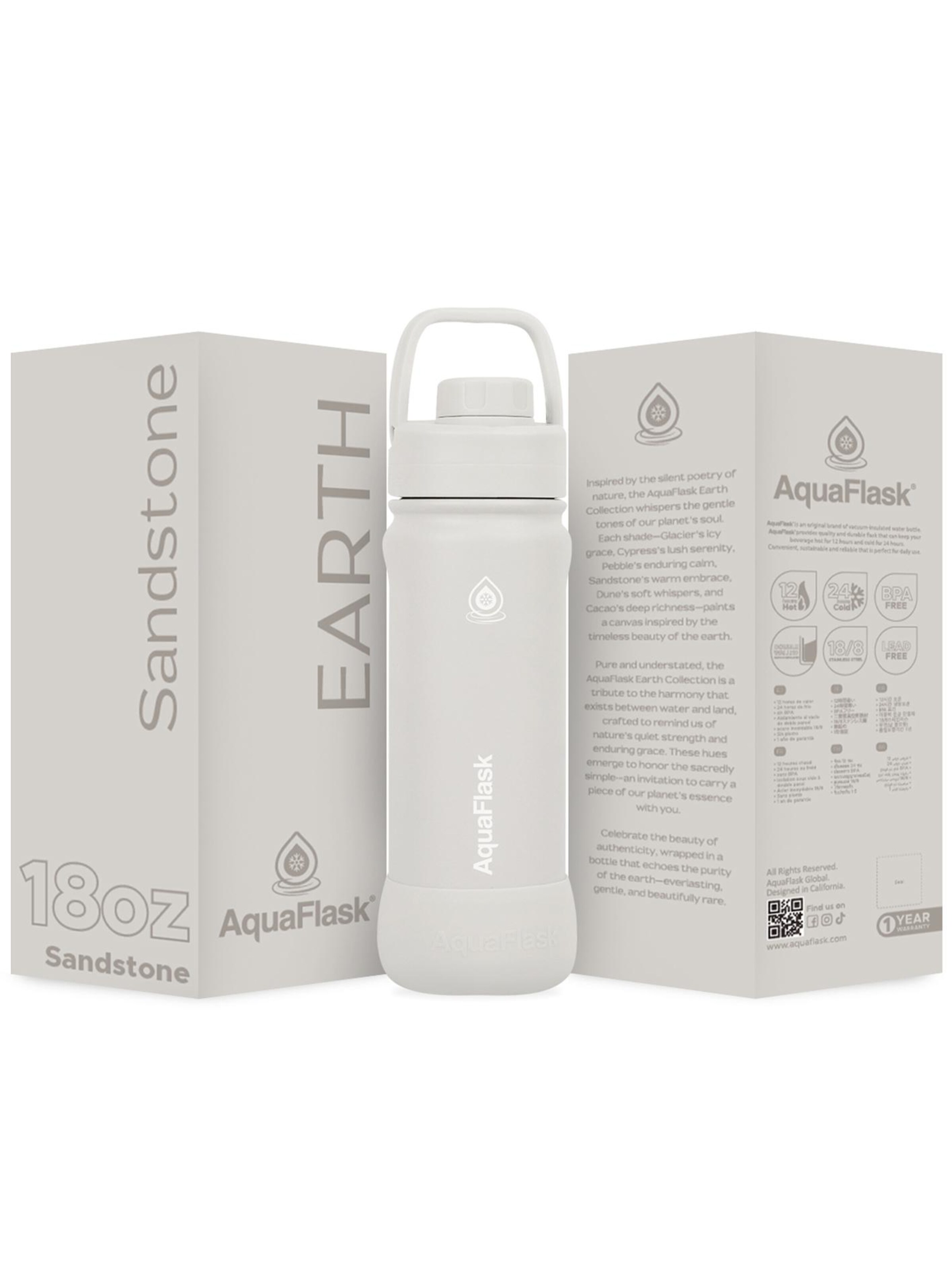 AquaFlask Láhev na vodu 'AquaFlask Termoláhev EARTH 532 ml CACAO' – šedá