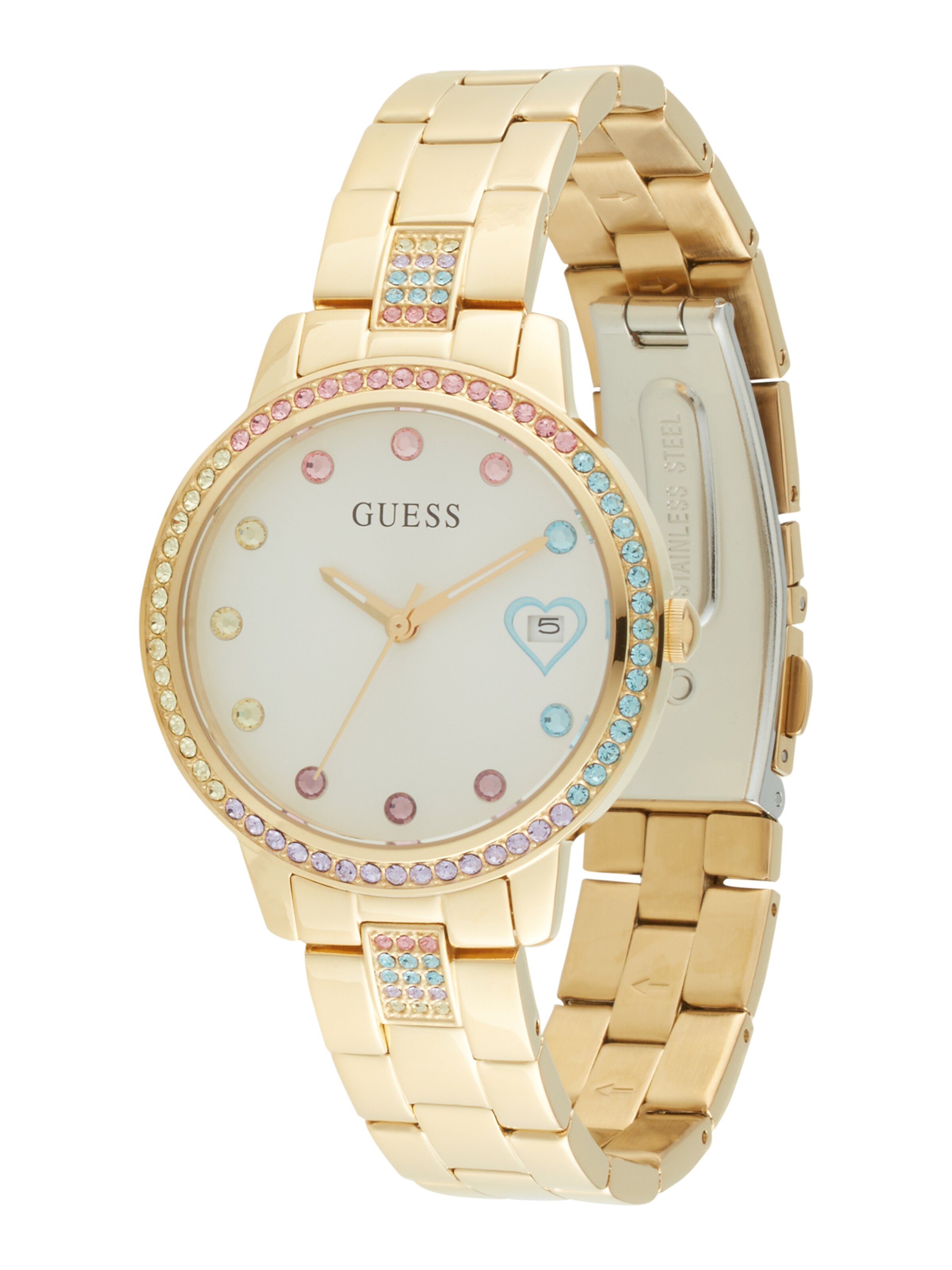 Montre à affichage analogique 'Three Of Hearts' GUESS en or : devant