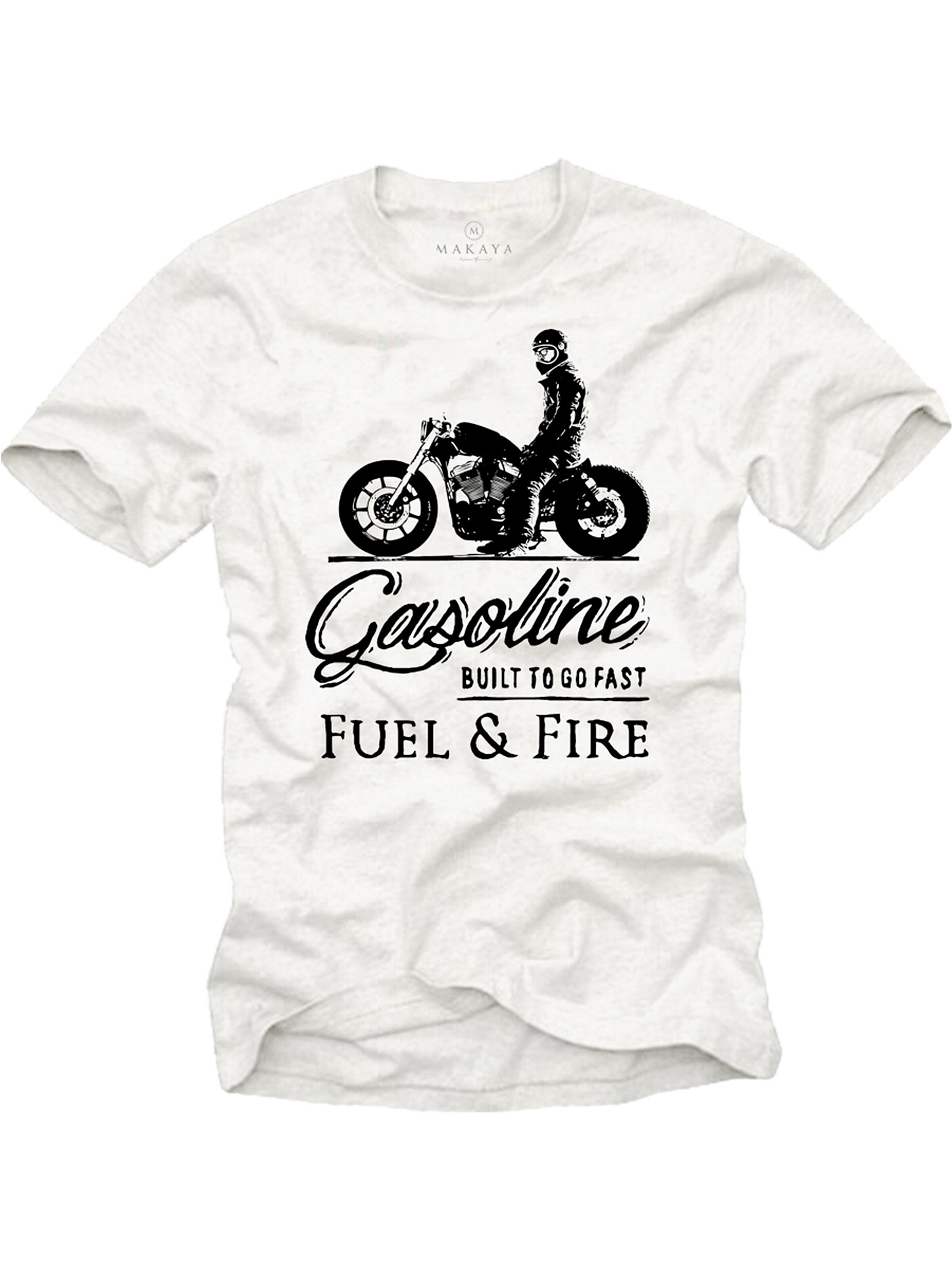 MAKAYA Shirt 'Gasoline Biker' in White: front