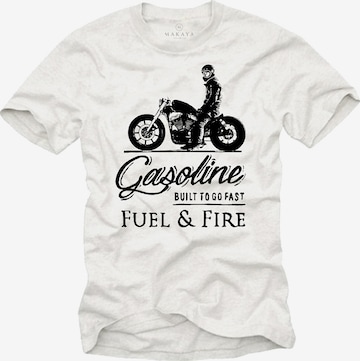 MAKAYA Shirt 'Gasoline Biker' in White: front