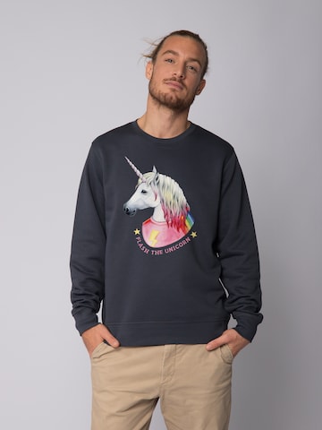 Watapparel Sweatshirt 'Flash, the unicorn' in Grijs: voorkant