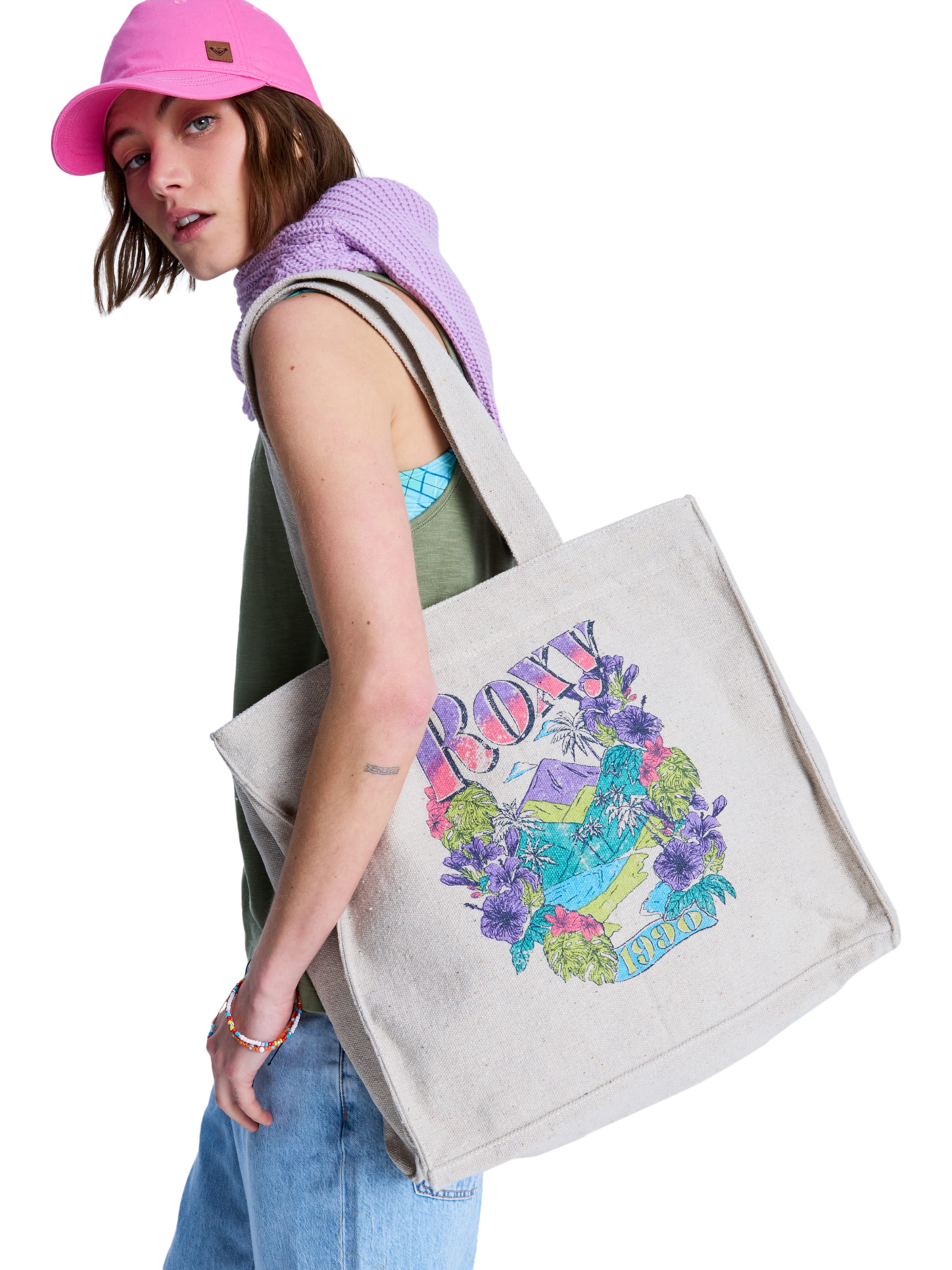 ROXY Shopper 'Drink The Wave' in White: front