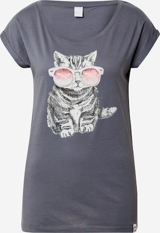 Iriedaily Koszulka 'Cat' w kolorze szary: przód
