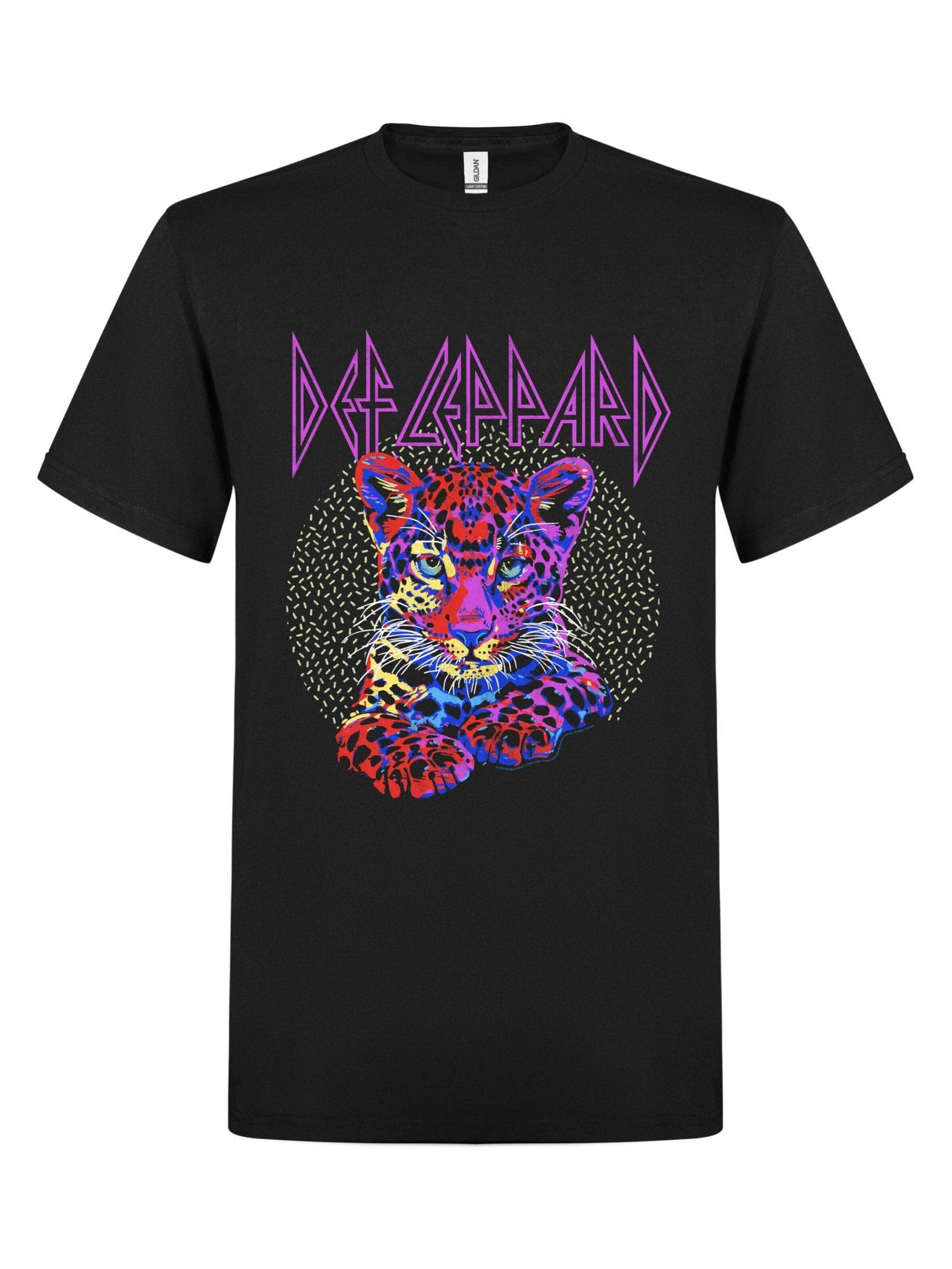 Def Leppard Shirt 'Def Leppard Neon Kitten T-Shirt' in Black: front