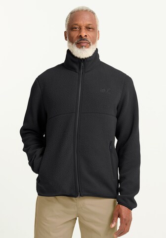 JACK WOLFSKIN Athletic Fleece Jacket in Black: front