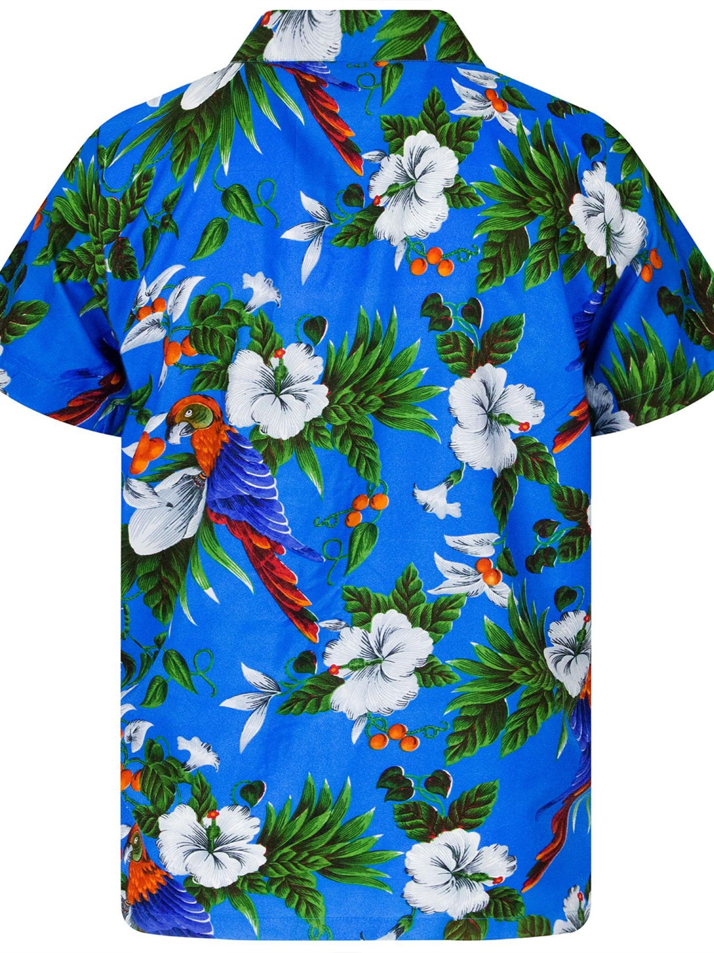 King Kameha Regular fit Button Up Shirt 'Cherryparrot' in Blue
