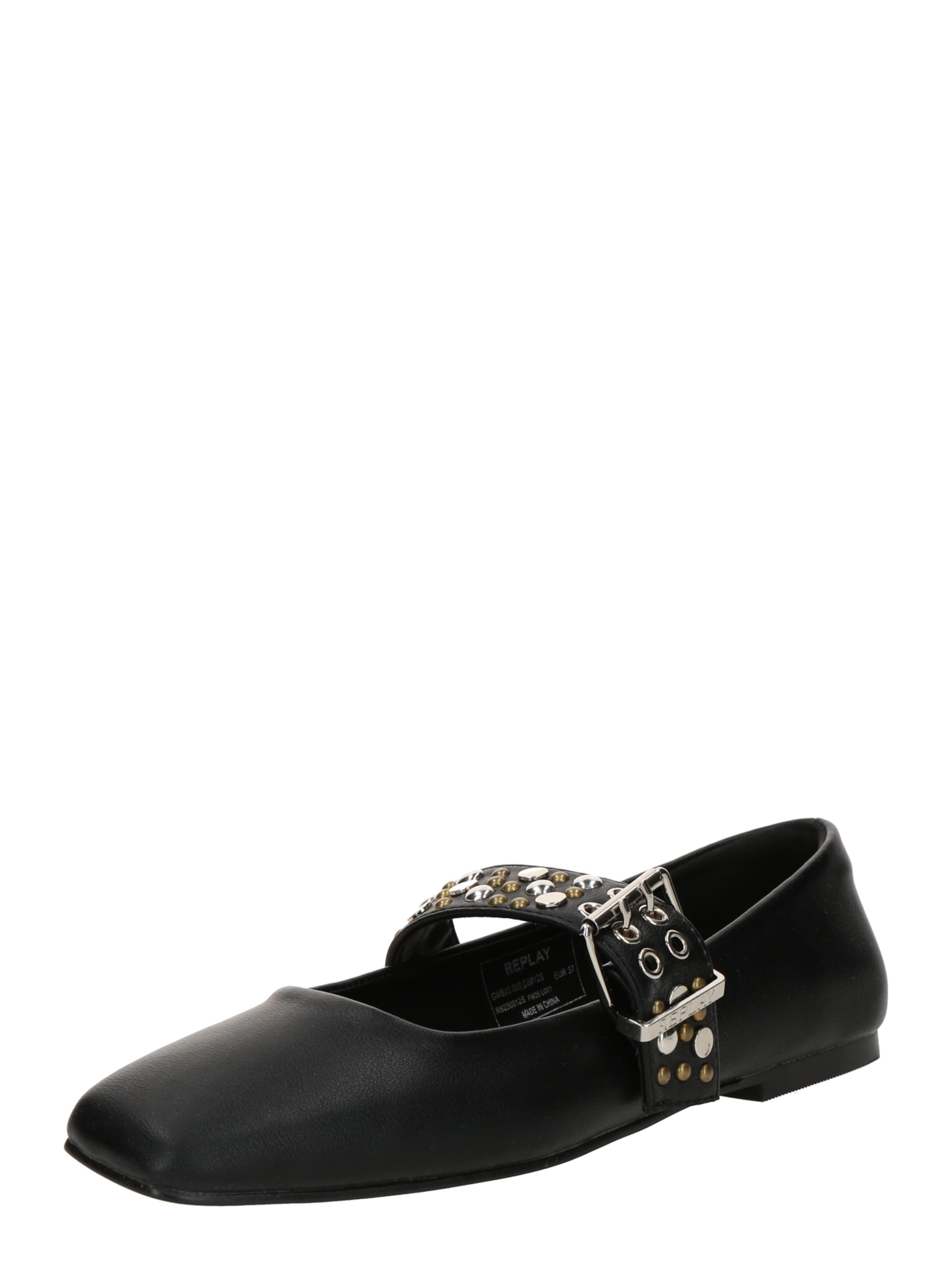 REPLAY Strap ballerina in Black: front