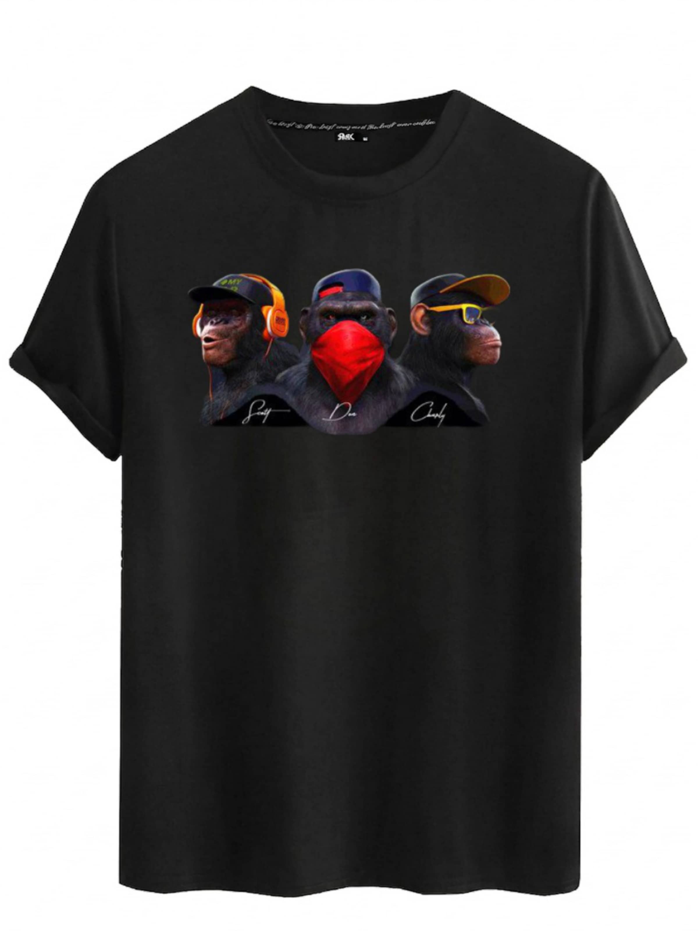 RMK Shirt 'kurzarm Affe'‌‌ in Schwarz: Vorderseite