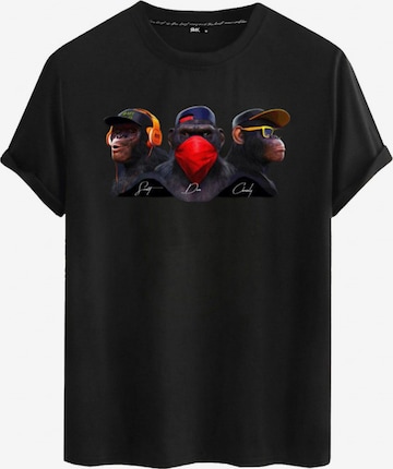 RMK Shirt 'kurzarm Affe' in Schwarz: Vorderseite