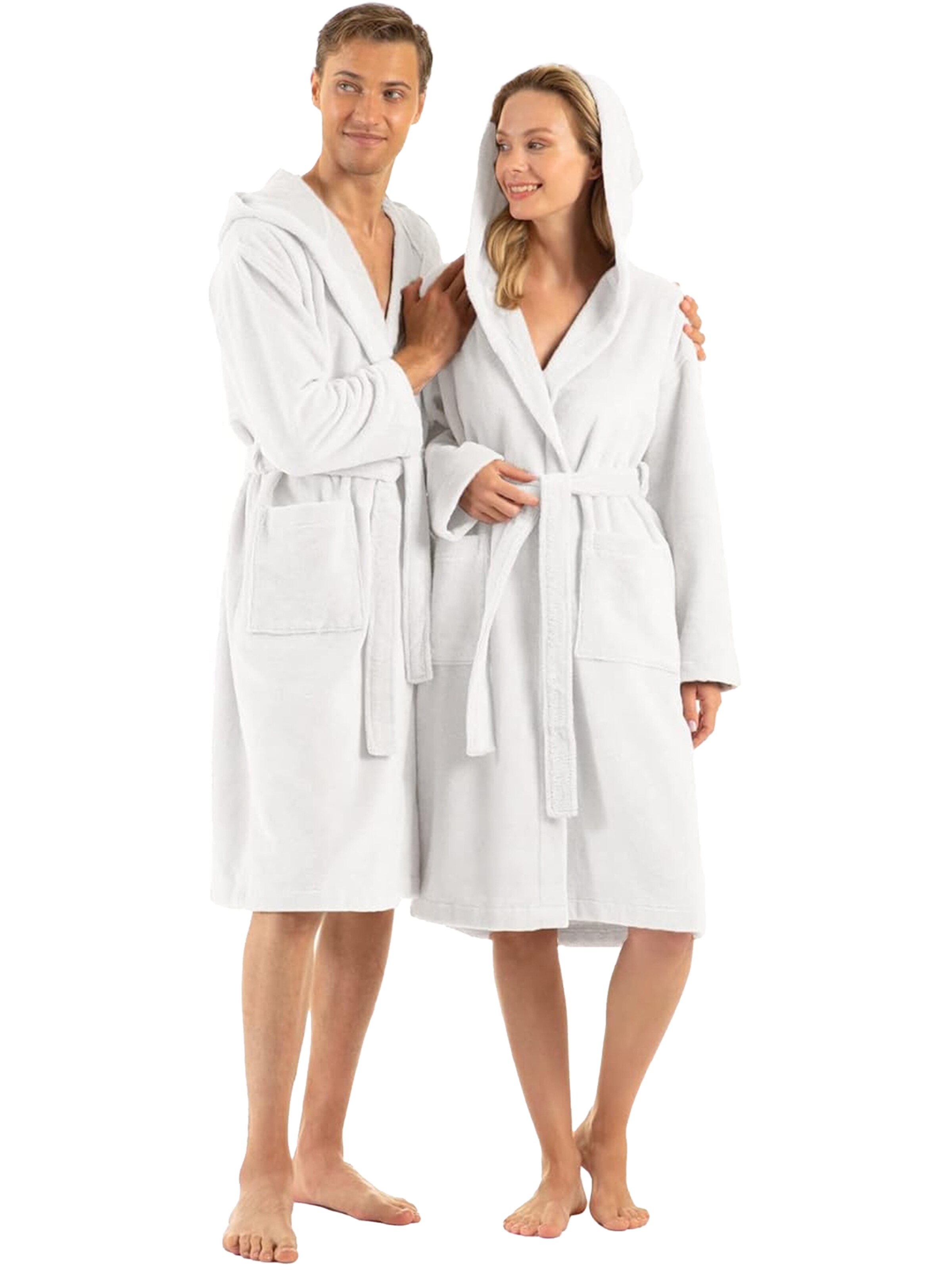 D’S Damat Long Bathrobe in White: front