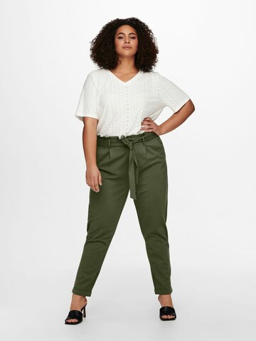ONLY Carmakoma Tapered Pleat-Front Pants in Green