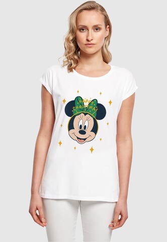 ABSOLUTE CULT Shirt 'Minnie Mouse - Happy Christmas' in Wit: voorkant