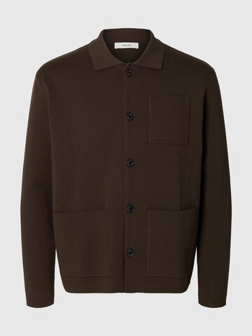 SELECTED Knit Cardigan in Brown: front
