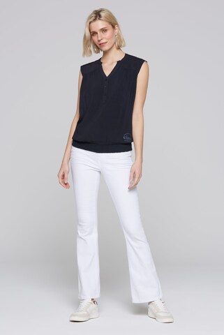 Soccx Ärmellose Bluse mit Rücken-Artwork in Blau