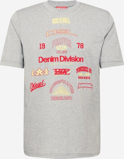 DIESEL T-Shirt 'JUST N14' en jaune clair / gris chiné / rouge, Vue avec produit