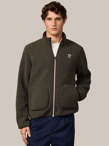 Hackett London Fleece jas 'HERITAGE BADGE' in Groen: voorkant