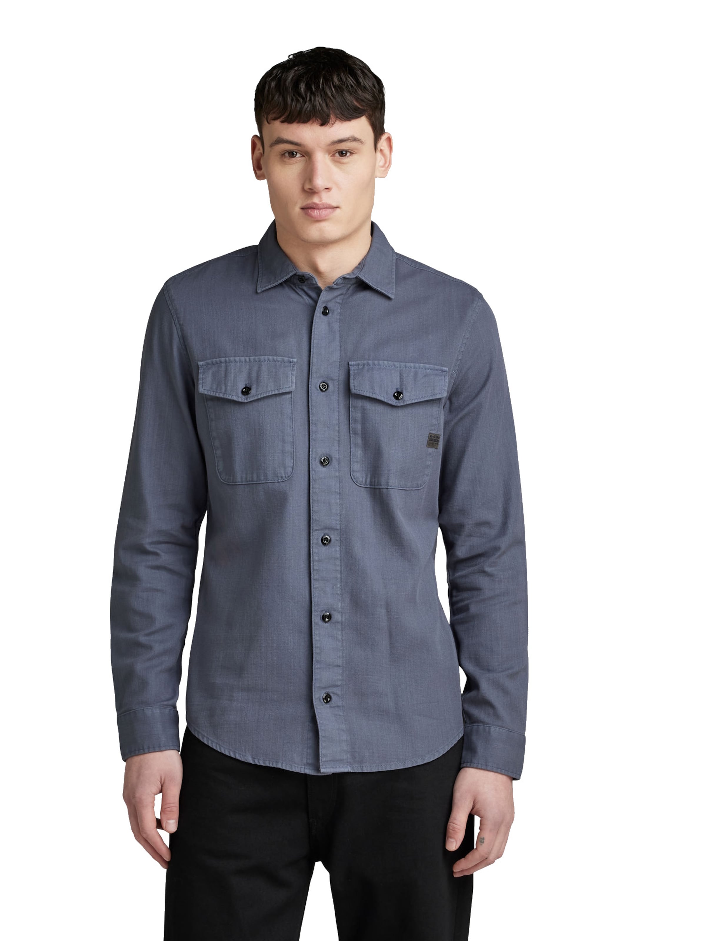 G-STAR - Slim Fit Camisa 'Marine' em azul: frente