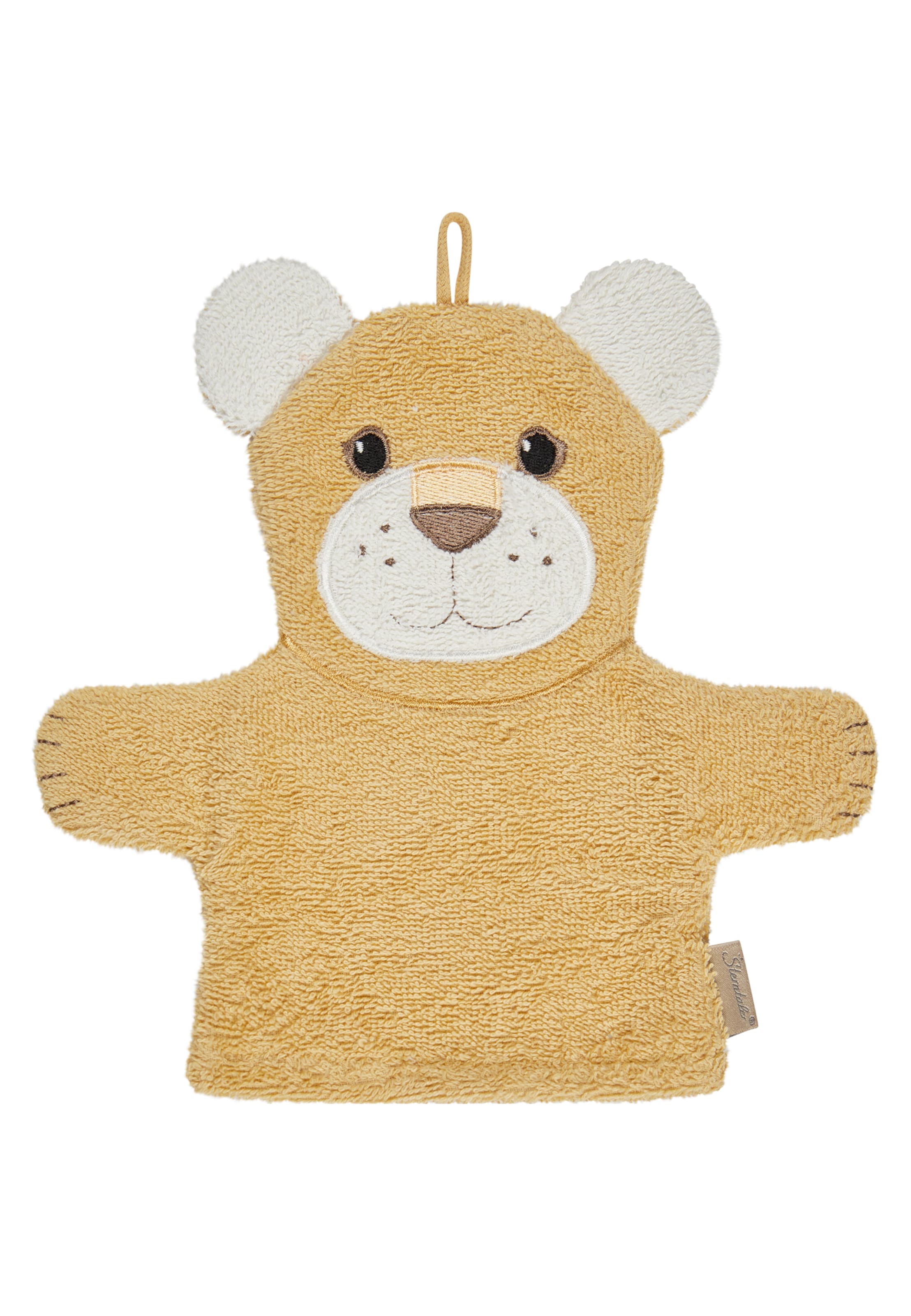 STERNTALER Washcloth 'LÖWE Leo' in Yellow: front