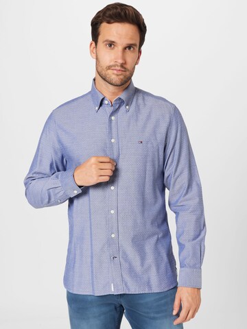 TOMMY HILFIGER Regular fit Button Up Shirt 'Dobby' in Blue: front