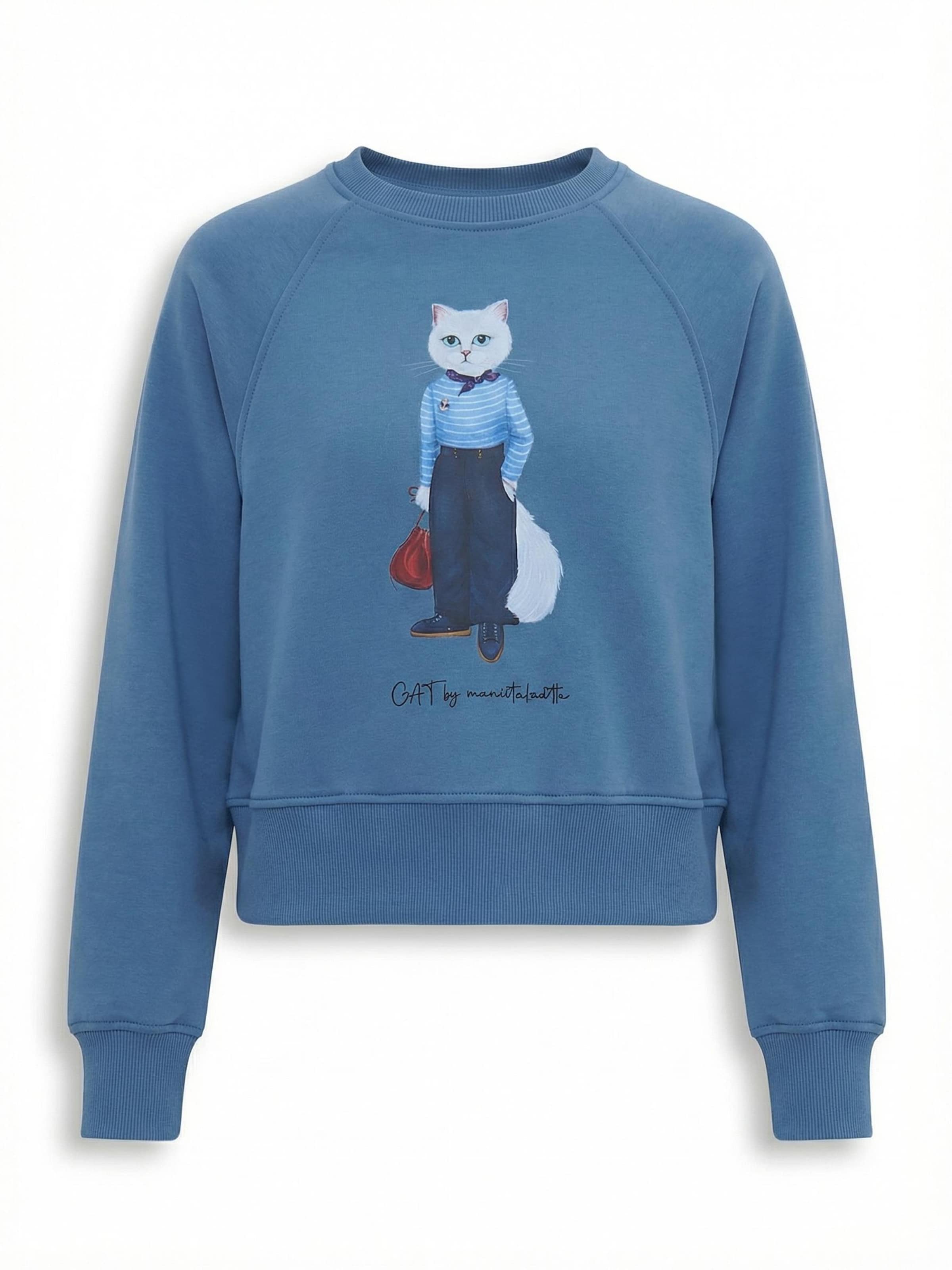 Cat e Lolette Sweatshirt 'Mariner Cat' in Blue: front